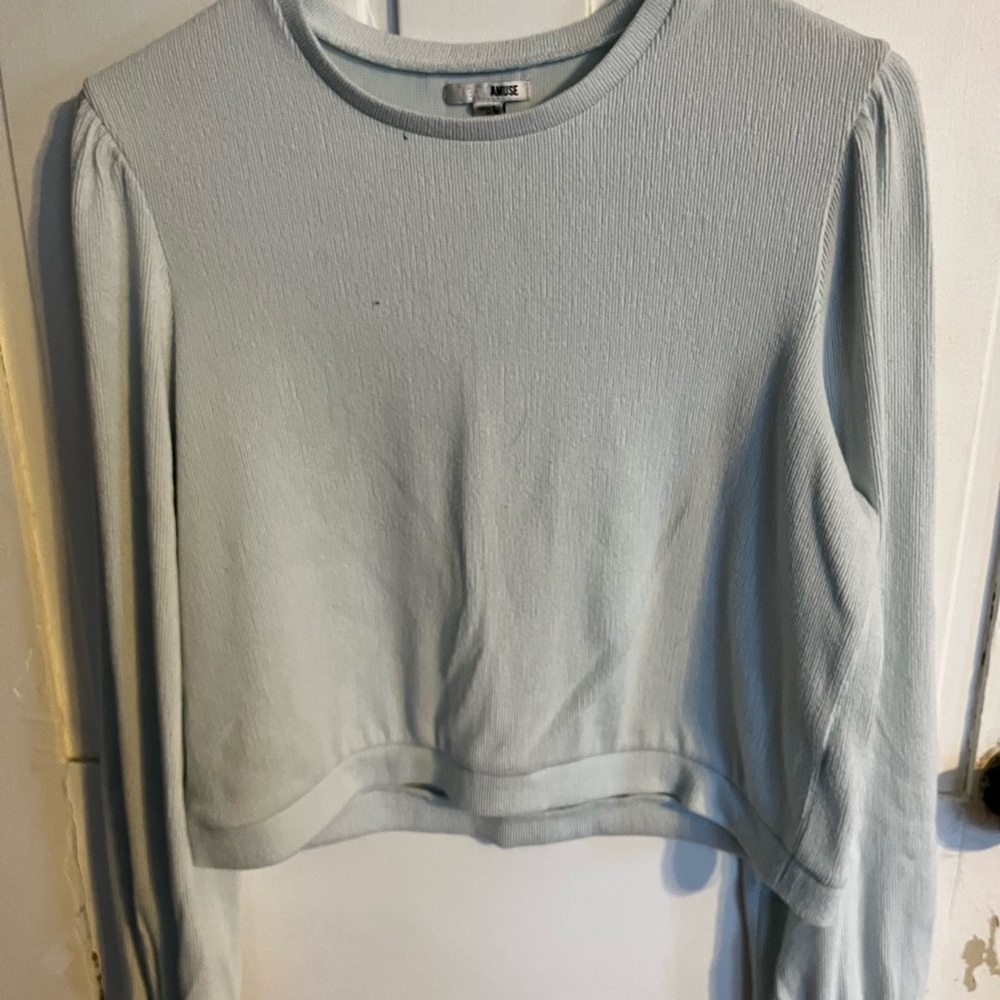 Muse Blue Ribbed Crop Sweatshirt